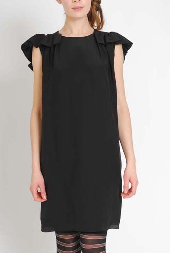 AW1112 CREPE DE CHINE BAT DRESS - BLACK